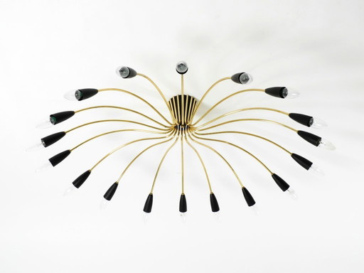 Beautiful, huge 18-arm mid-century modern brass Sputnik ceiling lamp | Ø 113 cm