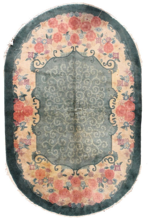 Tappeto cinese antico Art Déco fatto a mano, 152 cm x 242 cm, anni '20 - 1B452