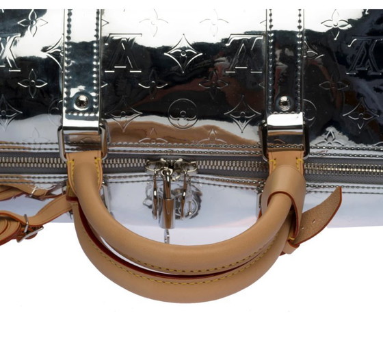 Image 1 of Borsa LOUIS VUITTON Keepall in cuoio argentato - 100226