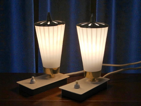 Image 1 of Par de elegantes lámparas de mesa/mesita de noche, década de 1950.