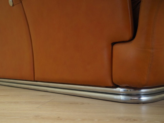 Image 1 of Oranje leren bank, Space Age ontwerp, jaren 1960, productie: Italië