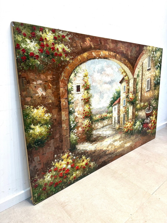 Gran pintura al óleo de un pueblo mediterráneo – Pinturas y dibujos (photo 3 of 4)