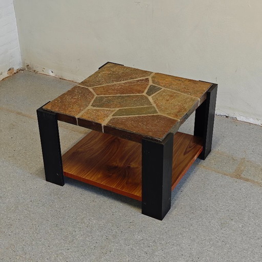 Vintage Brutalist slate living room / side table