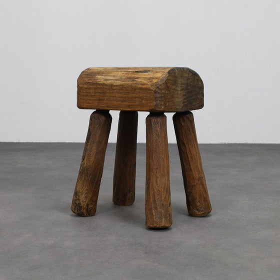 Image 1 of Vintage Stool Primitive Brutalist Folkart Style