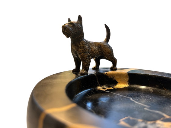 Image 1 of Wiener Bronzehund Scottish Terrier Österreich Marmor Tropfschale Eingangsschublade Wien