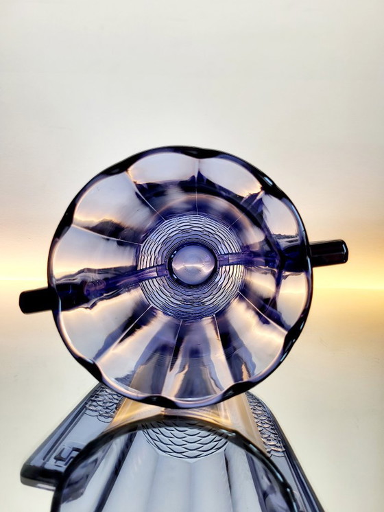 Image 1 of Val Saint Lambert Art deco Vase, Luxval Serie Modell Romeo, fliederfarben, Belgien