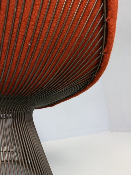 Image 1 of Early bronze lounge chair by Warren Platner for Knoll 1960s in rust red