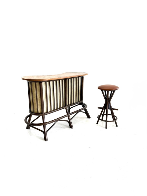 Mobile bar vintage in manou e rattan, Danimarca anni '60 – Sgabelli da bar, Copper (photo 14 of 14)