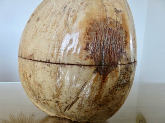 Image 1 of Large ice bucket, ice cube tray, 1970s. Vintage coconut ice bucket