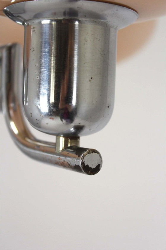 Image 1 of Lustre Art Déco Bauhaus chromé de Napako, ancienne Tchécoslovaquie, années 1940