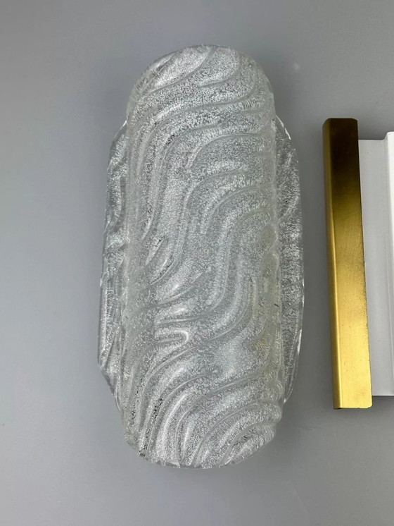Image 1 of 60s 70s wall lamp Fischer Leuchten Germany Wall Sconce Ice Glass Design