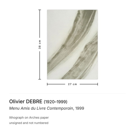 Image 1 of Olivier Debre Menü Freunde zeitgenössischer Bücher Lithografie 1999