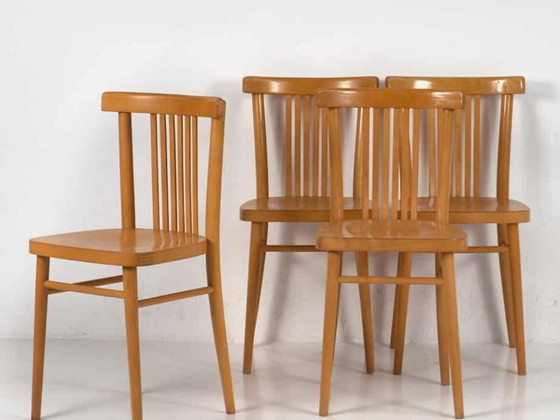 Set di sedie da pranzo stile retrò (ca. 1950). Set di 4 pezzi #1 – Wood, Retro (photo 2 of 9)