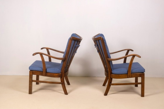 Image 1 of Loungestoelen uit de jaren 40 van Tyge Hvass, model 1628 voor Fritz Hansen, Denemarken