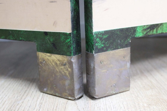 Large Art Deco style room screen. Wooden vintage room divider, Green (photo 8 of 15)