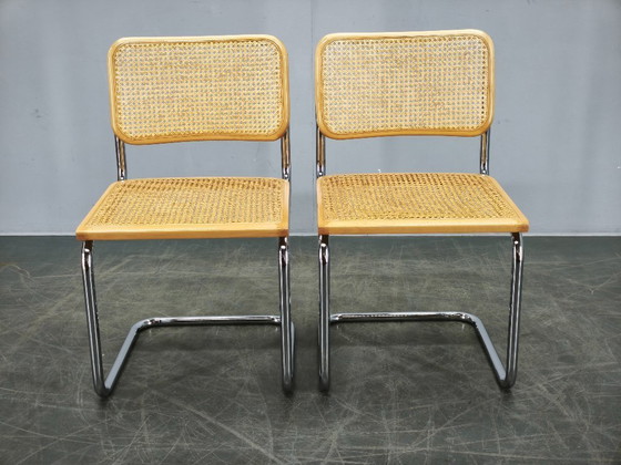 Image 1 of Ein Paar italienische Cesca-Freischwingerstühle nach Marcel Breuer, 1970er Jahre