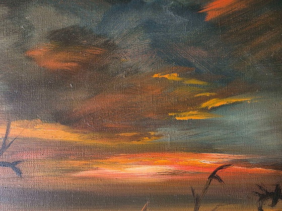 Dipinto a olio vintage Paesaggio invernale – Dipinti e disegni, Tela (photo 6 of 11)