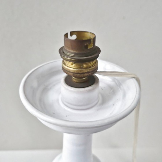 Image 1 of Vintage Italiaanse keramische lamp uit de jaren 50 met bloemversiering.