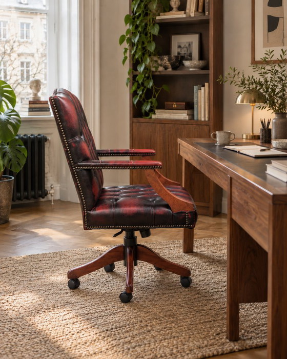 Fauteuil de Capitaine Vintage en Cuir Oxblood par Centurion Furniture PLC – Chaises de bureau, Leather, Wood (photo 3 of 7)