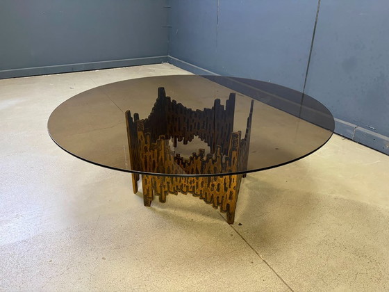 Vintage Bronze Brutalist Coffee Table, 1970s – Glass (photo 5 of 10)