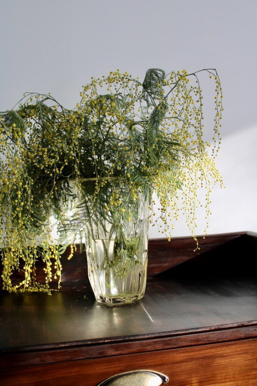 Vase en verre pressé – motif feuillage