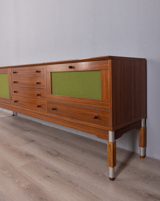 APARADOR VINTAGE DE MADERA DE LOS AÑOS 60 CON COMPARTIMENTO DE BAR, DISEÑO ITALIANO