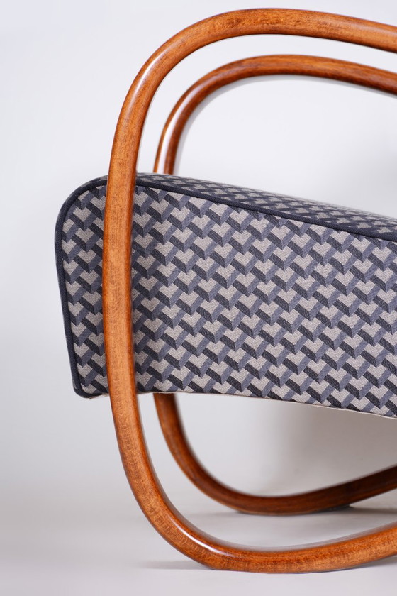 Restored Art Deco Armchair, by J. Halabala for UP Zavody, Beech, Czech, 1930s – Textile, Wood (photo 11 of 13)
