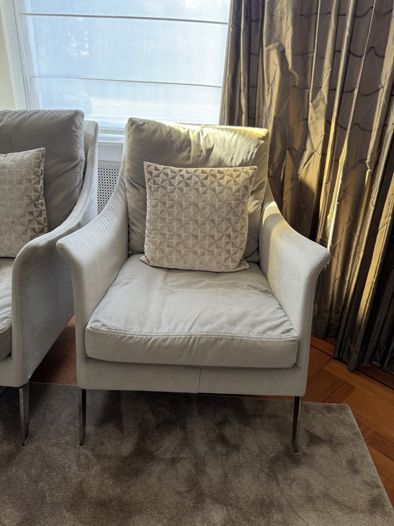 2x Flexform Boss Poltrone – Textile, Chrome (photo 4 of 5)