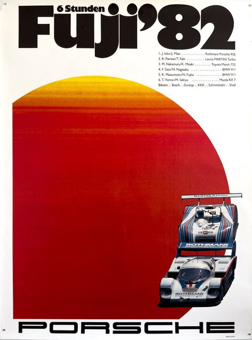 🏁 6 Hours of Fuji ’82 – 1982 – Originele poster van Studio Strenger (Porsche) | 102 × 76 cm | Poster