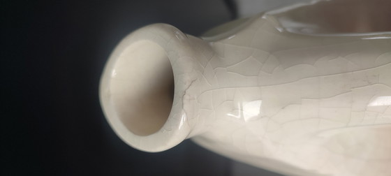 Image 1 of Pitcher, vintage crackled ceramic vase