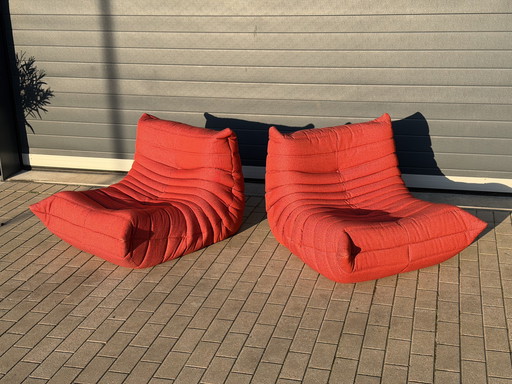 2x Canapé 1 place Togo Ligne Roset 100% authentique, tissu Masai