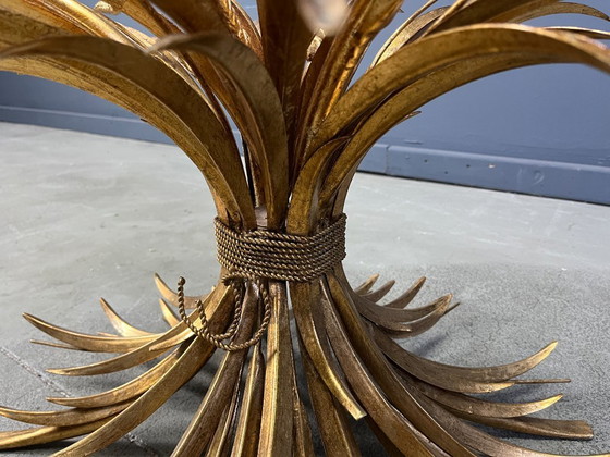 Image 1 of Vintage gilt metal sheaf of wheat coco chanel coffee table, 1960s