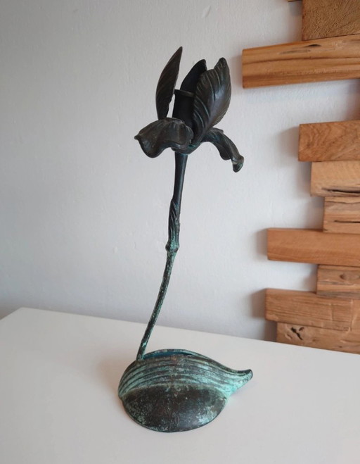 Bougeoir Silvestri Iris en bronze – kandelaars en kaarsen, Metal, Brass