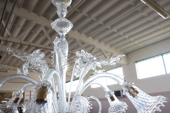 Image 1 of Transparenter Kronleuchter aus Muranoglas, 1980er Jahre