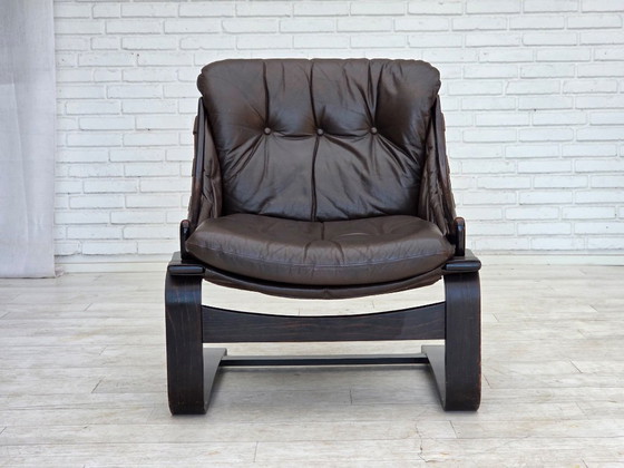 Image 1 of 1970s, Swedish design by Åke Fribytter, armchair, furniture leather.