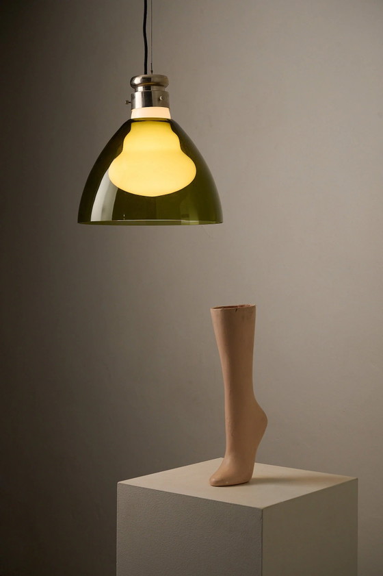 Space Age Blown Glass Pendant Lamp by Vistosi, Italy, 1970s, Ceiling lights, Aluminium (photo 11 of 12)