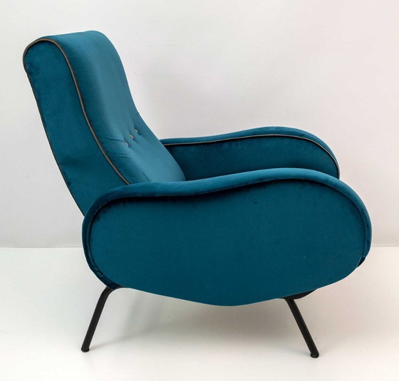 Image 1 of Sillón reclinable italiano de terciopelo de mediados de siglo de Marco Zanuso, década de 1950