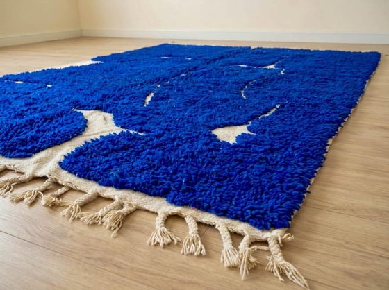 Image 1 of Handmade Moroccan Beni Ouraine Atlas Rug, 150/250 cm, Blue Pattern