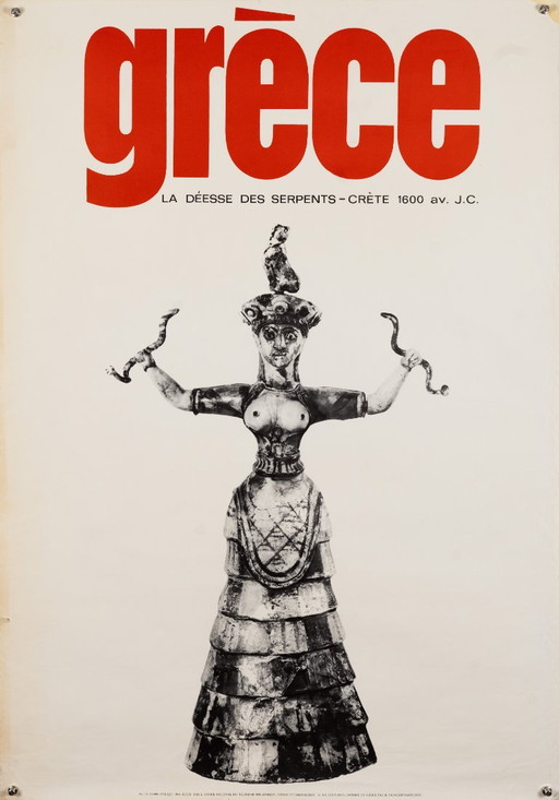Grèce – 1964 – Affiche de voyage vintage originale de M. Katzourakis – Style moderne du milieu du XXe siècle – 100 x 70 cm