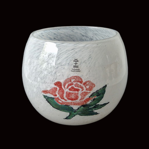 Ingegerd Råman (Skruf) - Bol / Vase avec Rose - Signé