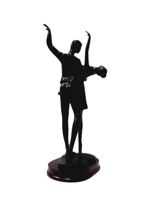 Couple dansant, rythme, statuette de table en polyrésine
