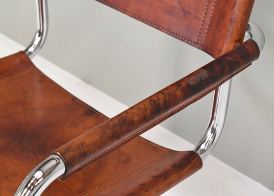 Image 1 of Chaise Mart Stam S34 en chrome et cuir selle par Fasem – années 1970