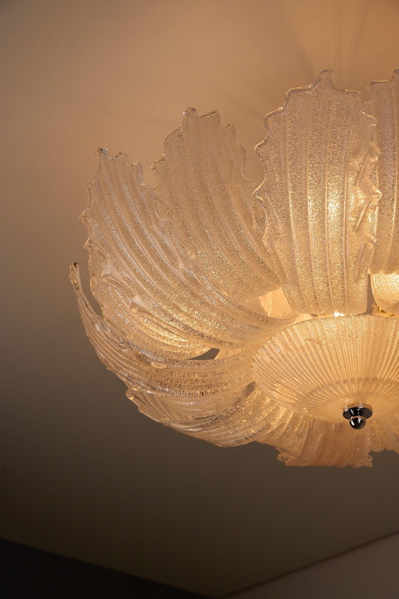 Plafoniera Murano Bianca Granilia in Vetro a Foglia, Plafoniere, Metallo, Bianco (foto 7 di 9)