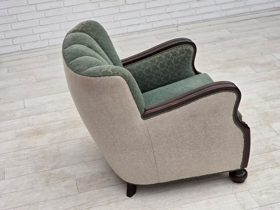 Deense relaxstoel uit de jaren 60, meubelwol, eikenhout – Fauteuils, Wood, Wool (photo 12 of 21)