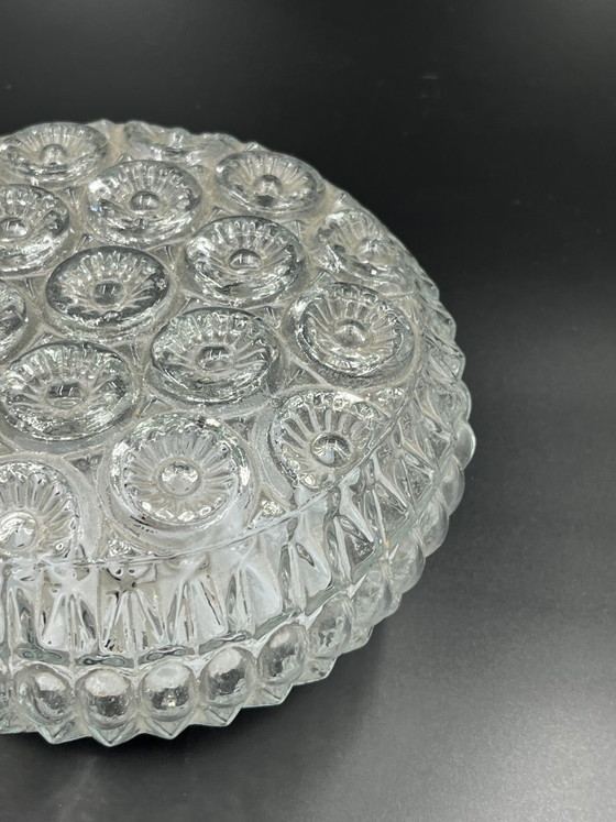 Image 1 of Plafoniera vintage in vetro con rosetta Glashütte Limburg