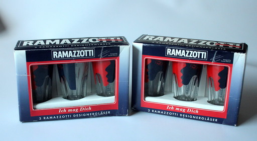 6 Ramazzotti designer glasses as a set - In original box - Vintage