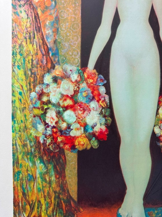 Image 1 of Leonor Fini - Rare print, woman holding flowers