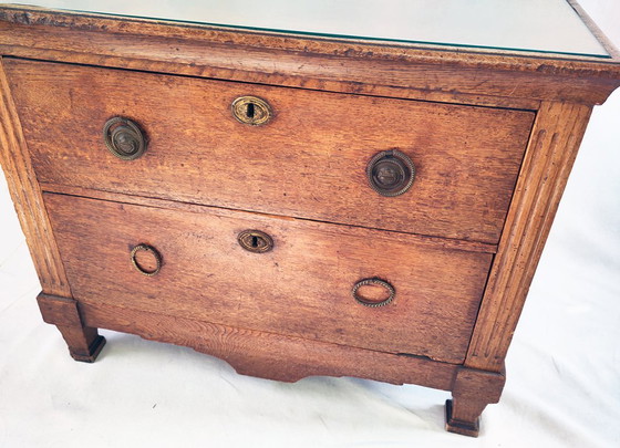 Antique oak chest of drawers, Sideboard, Glass, Wood, Brown (photo 5 of 5)