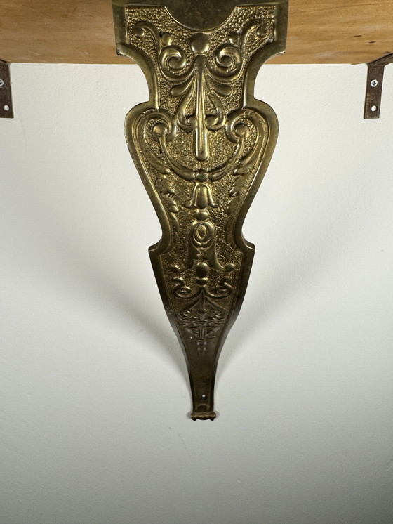 Image 1 of Chic Wall Console With Mirror - Marble & Brass Ornaments