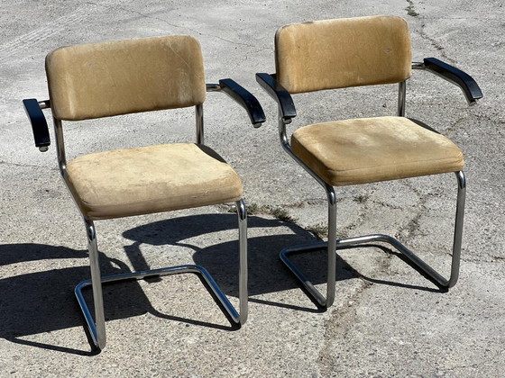 Image 1 of Set di 6 poltrone Marcel Breuer S64 per Thonet 1950